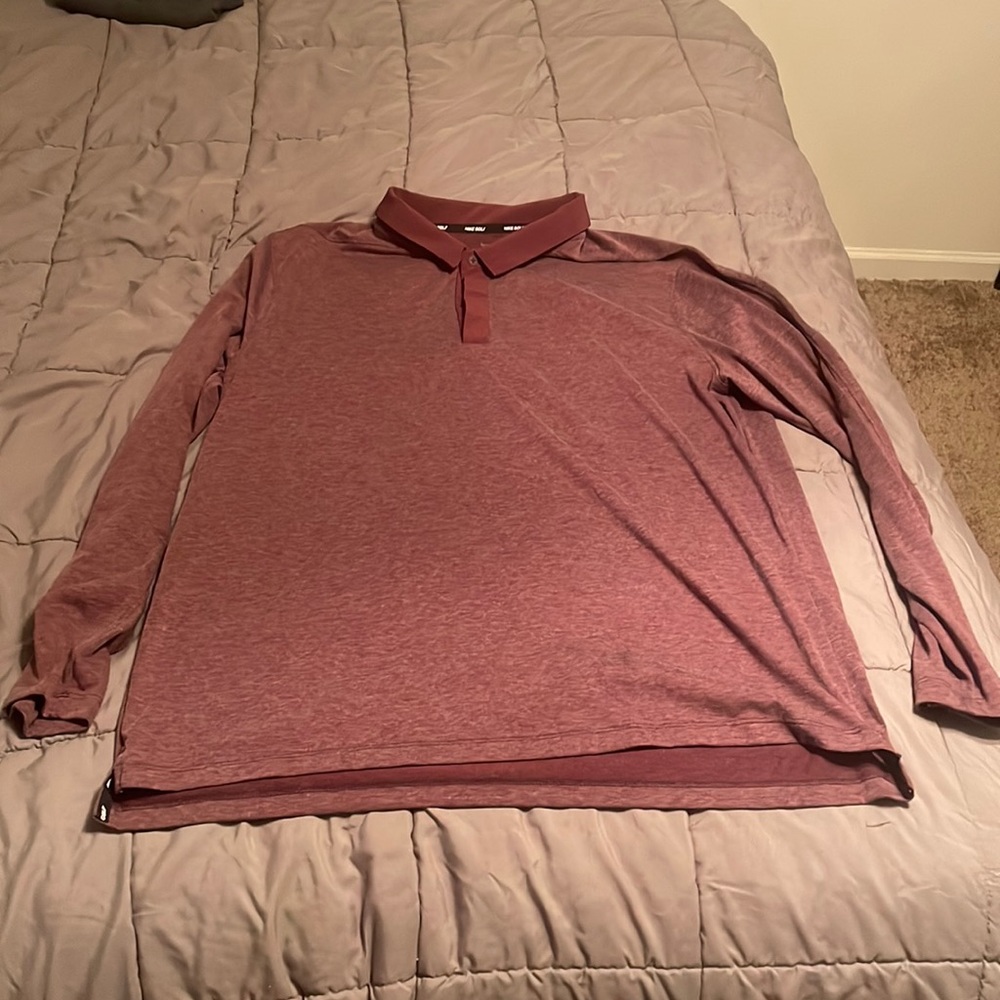 Nike Golf Long Sleeve Polo Heathered Red. Size XL